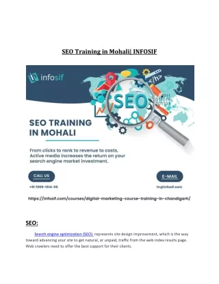 SEO Training in Mohali INFOSIF