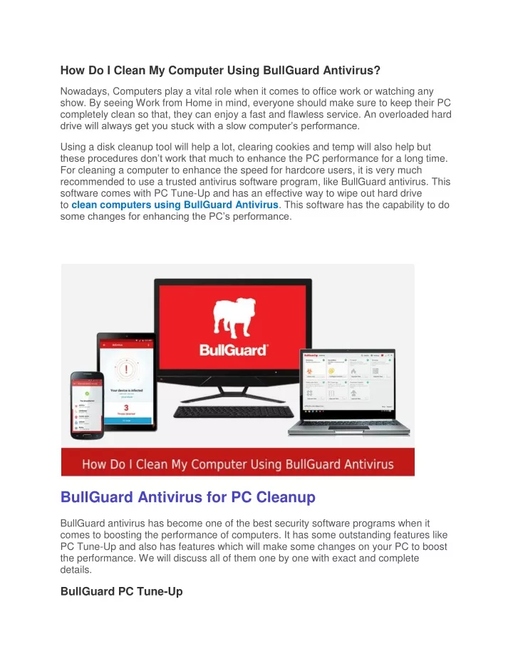 how do i clean my computer using bullguard