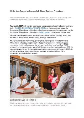 kdcl your partner for successfully global