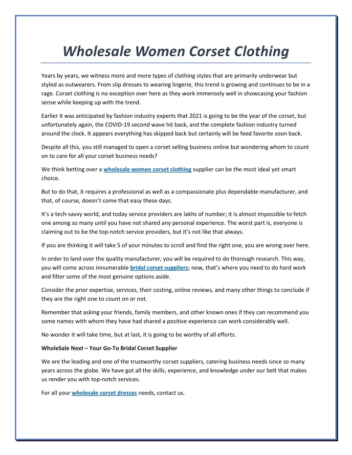 wholesale women corset clothing