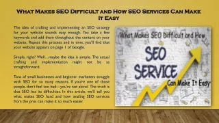 what makes seo difficult and how seo services