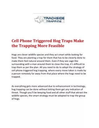 cell phone triggered hog traps make the trapping