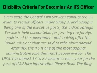 eligibility criteria for becoming an ifs officer