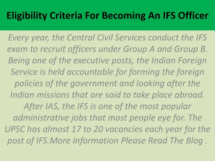 eligibility criteria for becoming an ifs officer