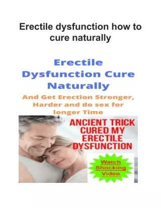 Erectile dysfunction how to cure naturally and get stronger, harder erection