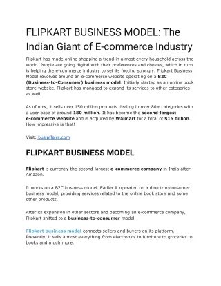 FLIPKART BUSINESS MODEL_ The Indian Giant of E-commerce Industry