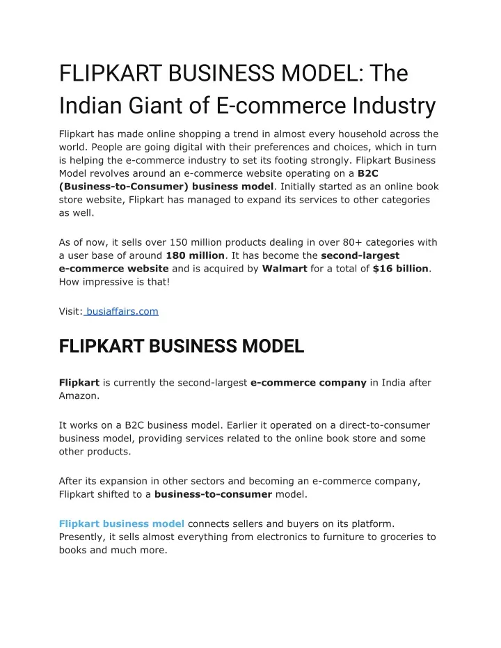 flipkart business model the indian giant