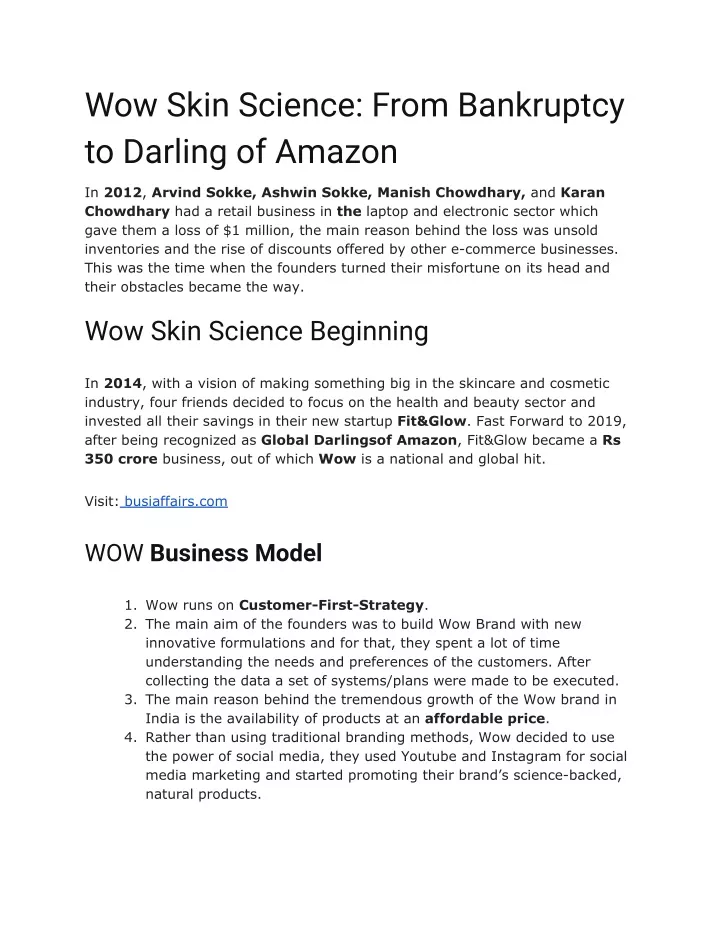 wow skin science from bankruptcy to darling