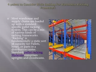 4 points to consider while looking for warehouse racking framework