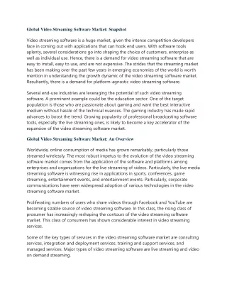 global video streaming software market snapshot