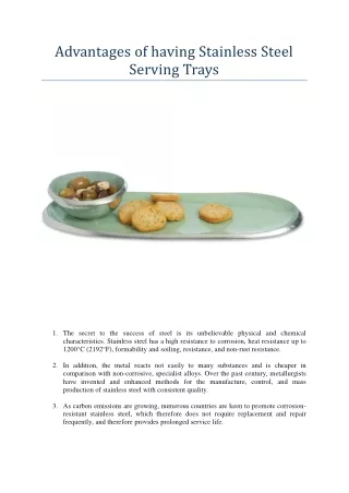 advantages of having stainless steel serving trays