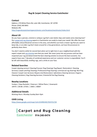 Rug & Carpet Cleaning Service Eastchester