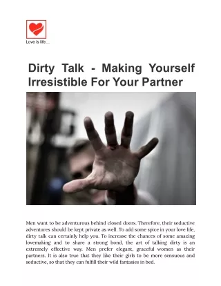 Dirty Talk - Making Yourself Irresistible For Your Partner