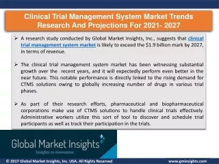 Analysis of Clinical trial management system market applications and company’s a