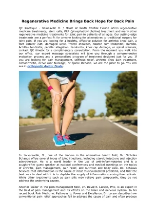 regenerative medicine brings back hope for back