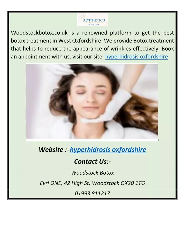 woodstockbotox co uk is a renowned platform