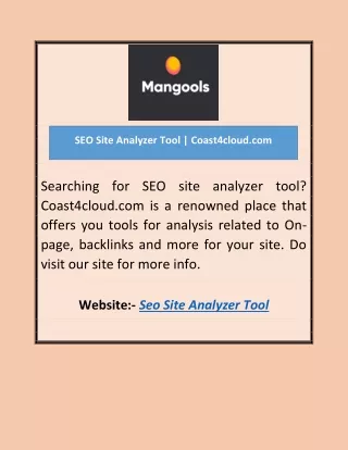 SEO Site Analyzer Tool  Coast4cloud.com