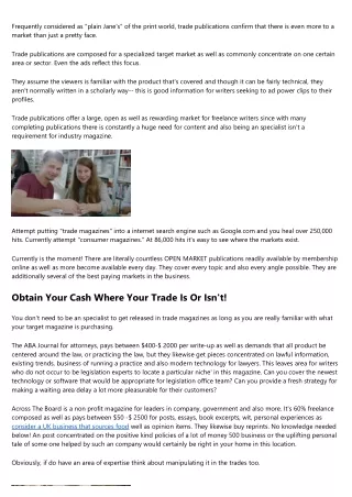 Trade Writing - for Cash! in 21st Century