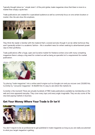 Trade Writing - for  Money! in 21st Century