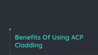 benefits of using acp cladding