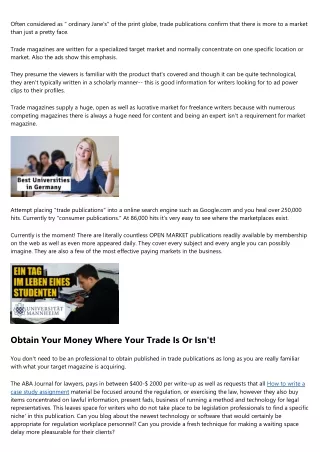 Trade Writing - for  Money! in 21st Century
