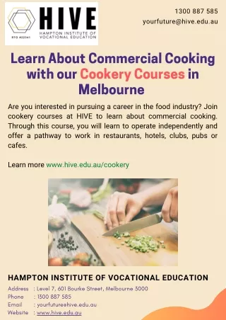 Learn about Commercial  Cooking with our Cookery Courses in Melbourne