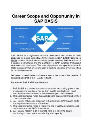 career scope and opportunity in sap basis