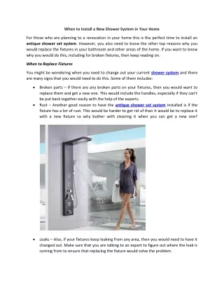 when to install a new shower system in your home