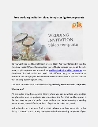 Free wedding invitation video templates lightroom presets