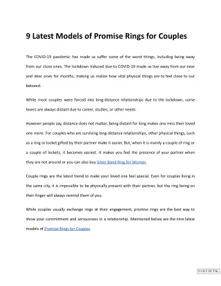 9 Latest Models of Promise Rings for Couples