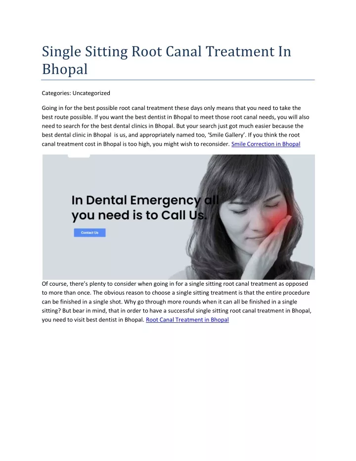 single sitting root canal treatment in bhopal