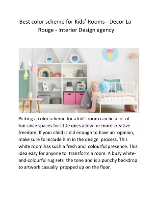 Best color scheme for Kids’ Rooms - Decor La Rouge - Interior Design agency