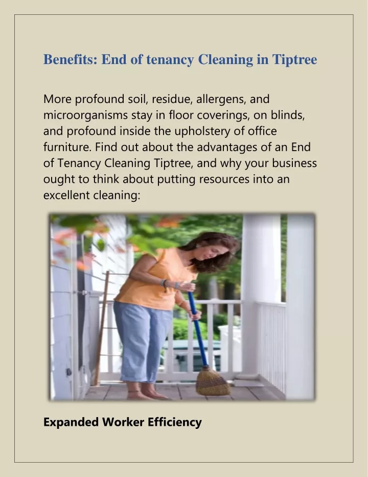 benefits end of tenancy cleaning in tiptree
