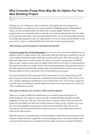 why concrete pump hires may be an option for your