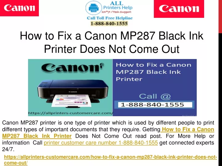 how to fix a canon mp287 black ink printer does