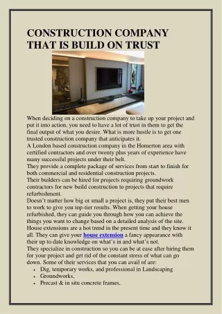 construction company that is build on trust