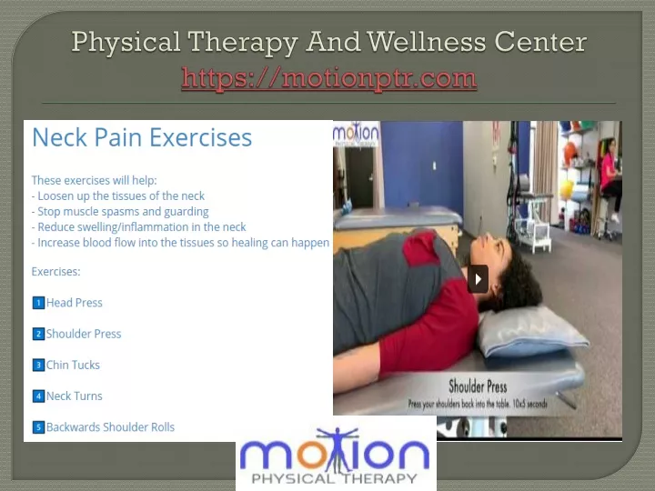 physical therapy and wellness center https motionptr com