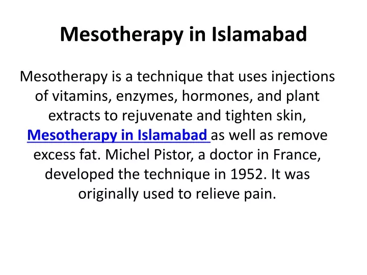 mesotherapy in islamabad