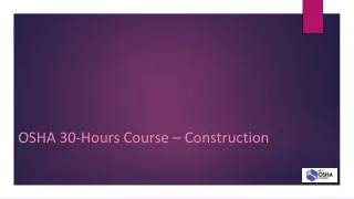 OSHA 30-Hours Course – Construction
