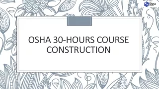OSHA 30-Hours Course  Construction