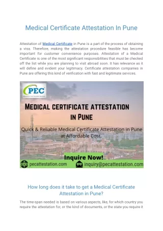 Medical Certificate Attestation In Pune