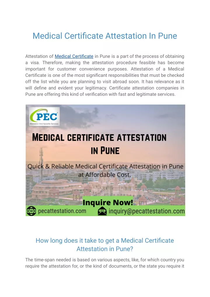 medical certificate attestation in pune
