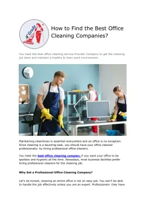 How to Find the Best Office Cleaning Companies?