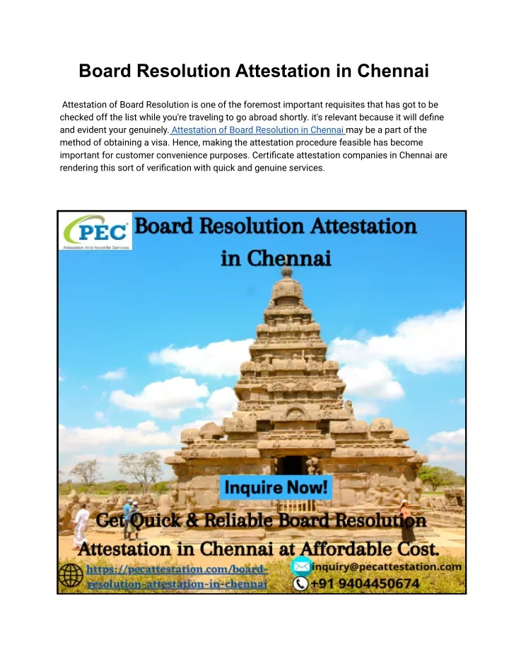 board resolution attestation in chennai