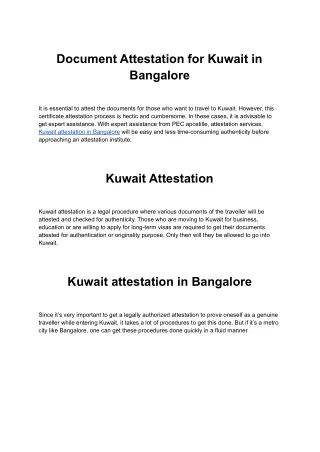 Kuwait attestation in Bangalore