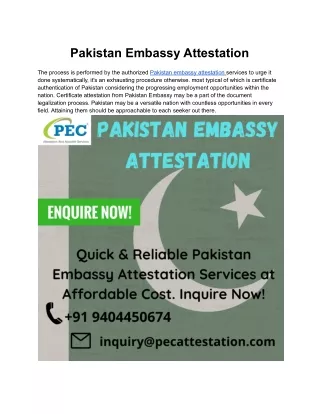 Pakistan Embassy Attestation