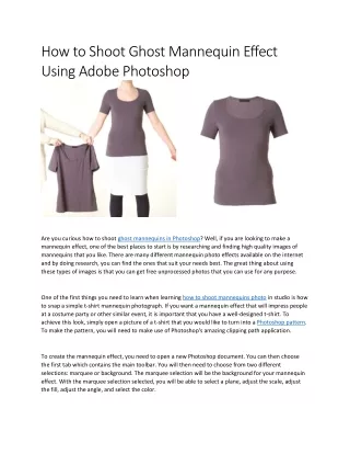 how to shoot ghost mannequin effect using adobe