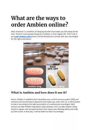 What are the ways to order Ambien online?