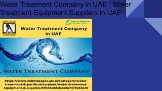 Water Treatment Company in UAE | Water Treatment Equipment Suppliers in UAE