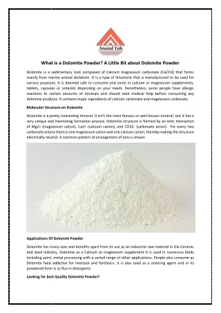 What is a Dolomite Powder A Little Bit about Dolomite Powder